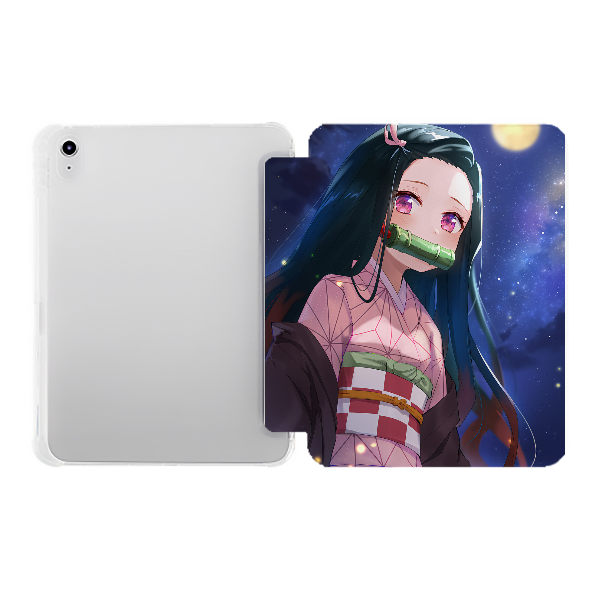 （画像用） 鬼滅の刃（きめつのやいば）竈門 禰󠄀豆子／かまど ねずこ Kamado Nezuko IPad ケース ペン収納付き 三つ折りスタンド PUレザー×シリコン 対応機種9.5/10.5/10.9インチ